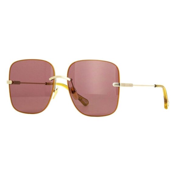 New CHLOE CH0134S Gold Square CH0134S 003 Sunglasses Women - Picture 1 of 4